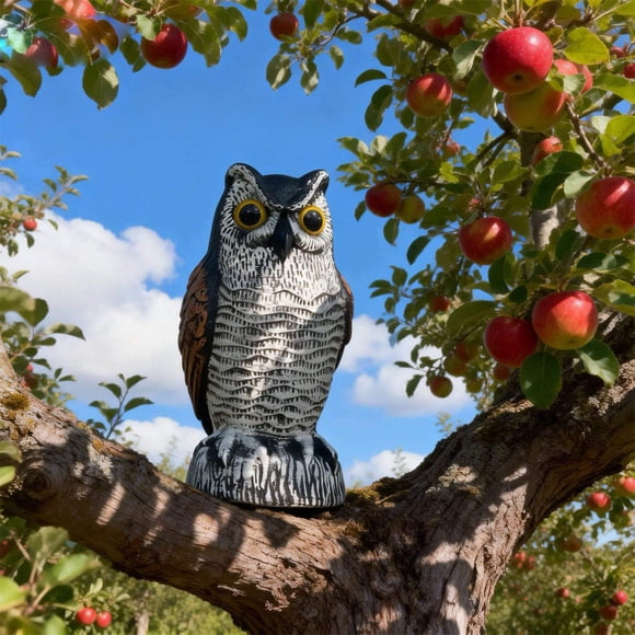 Staron Realistic Plastic Owl Decoration, Lifelike Garden Owl for Bird Deterrent and, Scarecrow Owl Statue for Yard Farm Office Indoor Outdoor Rodent Repellent