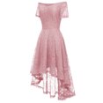thumbnail image 3 of adviicd Robe pour Femmes Robe à Manches Courtes Évasées Col en V Taille Élastique Smockée Ourlet à Volants Mini Robe Rose,S, 3 of 4