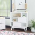 thumbnail image 2 of Pemberly Row Bookcase 3 Open Shelves 2 Sliding Door Panels in White, 2 of 12