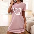 thumbnail image 2 of Rbaofujie Chemises de Nuit pour Filles Chemise de Nuit Courte Surdimensionnée pour Femmes Imprimée à Col Rond et Manches Courtes Robe Pantalon de Pyjama pour Femmes, 2 of 4