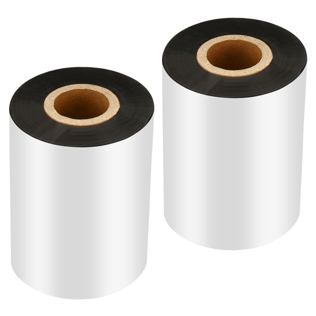 Unique Bargains 3.15'x984' (80mmx300m) Wax Thermal Transfer Ribbon, 2 Roll 1' Core Ink Out Barcode Printer Ribbon, Black