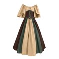 thumbnail image 2 of FcBaudy Robe de Cour pour Femme Style Médiéval Rétro Gothique à Contrastes avec Empiècements, Manches Volantées, Taille à Lacets et Grande Jupe, Robe de Soirée à une Épaule pour Bal, Robes pour Femmes, 2 of 3