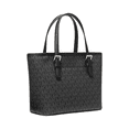 thumbnail image 2 of Michael Kors Jet Set Small Tote Bag – Black MK Signature Canvas, Zip Top Designer Handbag for Women with Gold Hardware, 2 of 3