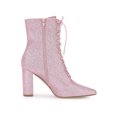 thumbnail image 3 of Unique Bargains Bottines à Paillettes à Talon Bloc à Bout Pointu pour Femmes, 3 of 8