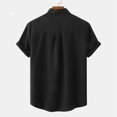 thumbnail image 4 of Babysbule Mens Shirts Clearance Men's Round Neck Pocket Button Solid Cotton Linen Short Sleeve Shirt, 4 of 9