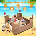 thumbnail image 2 of Gymax Solid Wood Kids Sandbox w/ 2 Bench Seats Outdoor Sandpit w/ Storage Box & Flags, 2 of 10