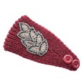 thumbnail image 1 of fastboy Crochet Headbands Winter Leaves Pattern with Rhinestones Elastic Head Protector Wide Warm Chunky Hair Accessories for Girls Purplish red, 1 of 5