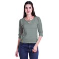thumbnail image 4 of Moomaya Printed Keyhole Neck Ring Top Casual 3/4th Sleeve Tees Tank Tunic Top, 4 of 5