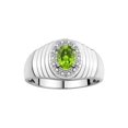 thumbnail image 1 of RYLOS Men's Rings 14K White Gold Classic Halo Of  Diamonds 7X5MM Oval Gemstone Ring Peridot August Birthstone Rings For Men Size 8, 1 of 7