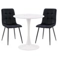 thumbnail image 1 of CorLiving Ivo Compact 3-Piece Round Dining Table Set for 2 with Velvet Upholstered Chairs| Small Round Kitchen and Dining Room Table with 2 Chairs, 1 of 9