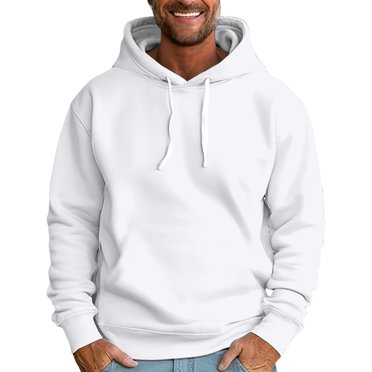 Ediodpoh Mens Autumn and Winter Letter Oversize Loose Hooded No Pocket Pullover Sweater Top Blouse Coat Sweatshirt for Men White S