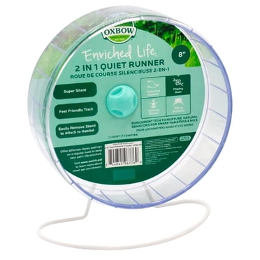 Oxbow Enriched Life 2-in-1 Quiet Runner Exercise Wheel, 8 Inch for Small Animals
