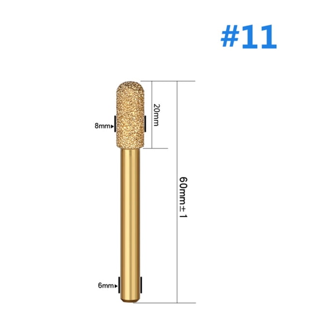 Lefu 6mm Shank Vacuum Brazed Diamond Burr Head Grinding Rotary File For Stone Steel