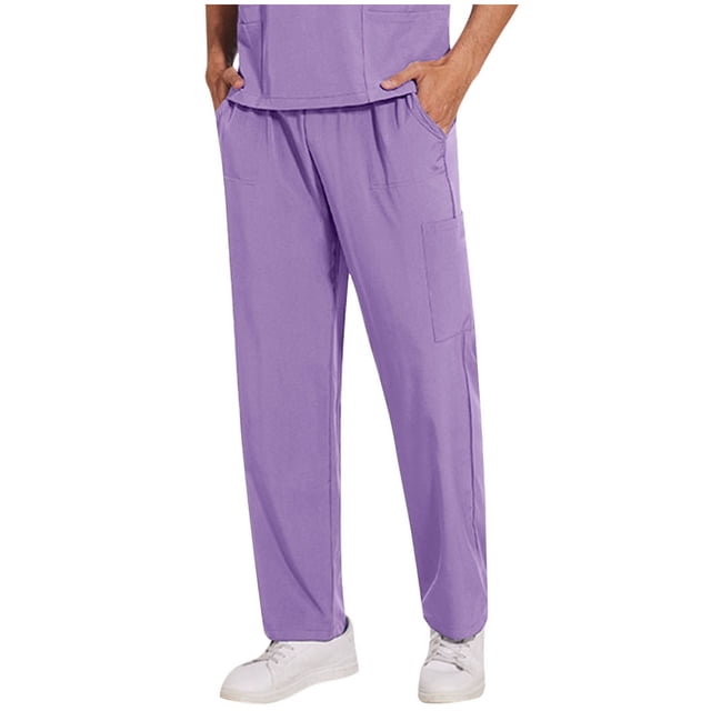Clearance! Grrvtrz Cargo Scrub Pants for Men — Classic Straight Leg Fit, 4Pockets, 4-Way Stretch, Anti-Wrinkle Drawstring Scrub Pants