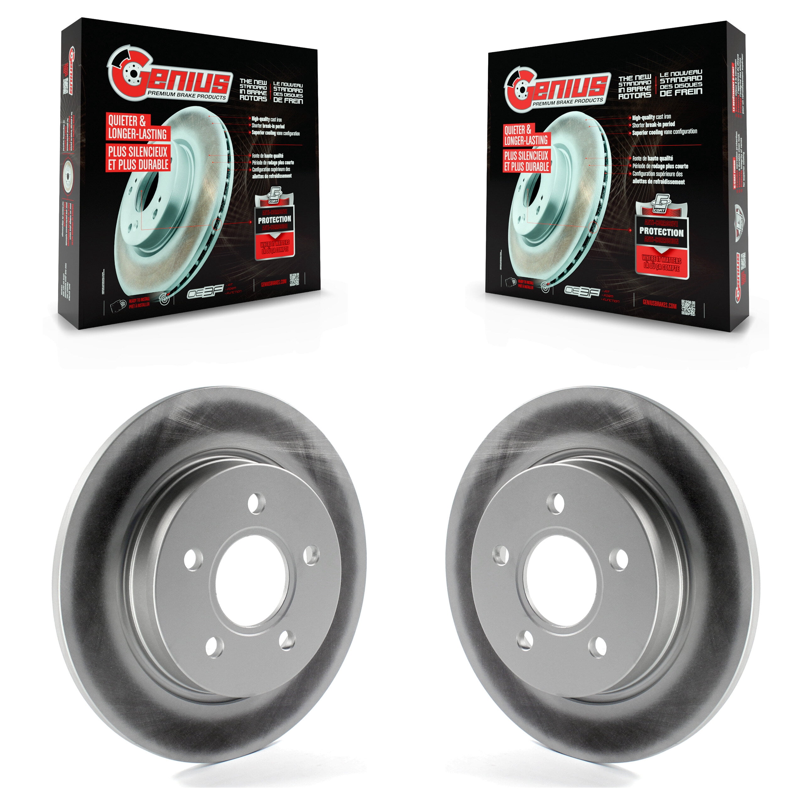 Genius Rotors de Frein à Disque Arrière pour Voiture Ford Focus KG-100449