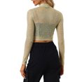 thumbnail image 3 of INSPIRE CHIC Veste Courte à Col Montant Scintillante Transparente pour Femme Halloween Noël L Or, 3 of 6