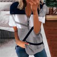 thumbnail image 2 of Birdeem Mode Femmes Été Col en V Manches Courtes Imprimé Fermeture Éclair T-Shirt Blouse Décontractée, 2 of 6