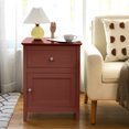 thumbnail image 2 of Costway Table de Chevet 2 Pcs Tiroir Table d'Appoint Bout de Canapé Armoire de Rangement Cerisier, 2 of 10
