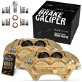 thumbnail image 1 of Max Advanced Brakes – EliteMAX Front Brake Caliper Set for 2005-2023 Toyota Tacoma, Driver & Passenger Side, Gold Powder Coated, Disc Brake Caliper Assembly w/o Bracket, 1 of 8