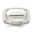 thumbnail image 1 of 925 Sterling Silver 8mm Half Round Milgrain Size 10 Band Ring, 1 of 2