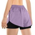 thumbnail image 4 of Plebaso Women's 2 in 1 Running Shorts Elastic Waist Drawstring Athletic Shorts Lightweight Workout Shorts, 4 of 6