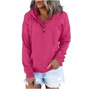 Timegard Women's Hoodies Casual Long Sleeve Solid Color Sweatshirt Fall Winter Loose Pullover with Pocket