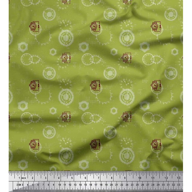 Soimoi Cotton Duck Fabric Watches & Texture Printed Fabric 1 Yard 42 Inch Wide