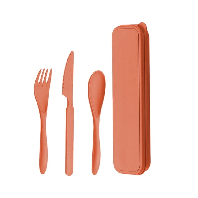 Kitchen Knife Set,Wheats Straw Knife Fork and Spoon Cutlery Set Special Outdoor Travel Portable Three Piece Set,Kitchen Knife Sets,Spoons and Forks Set,Forks and Spoons Silverware