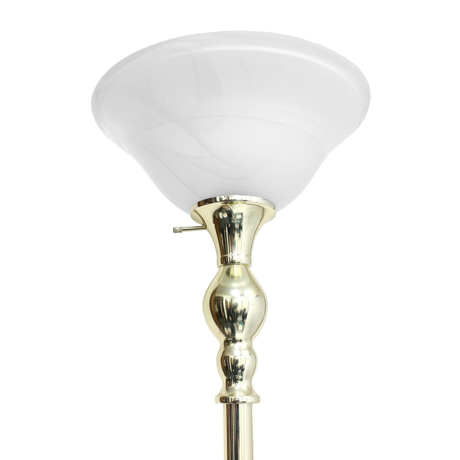 Conception élégante 1 Lampe de sol torchère avec abat-jour en verre blanc marbré, or