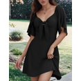 thumbnail image 3 of Robes pour Femmes Printemps Été Décolleté en V Profond Élégante Robe Courte à Nœud Noir m, 3 of 8