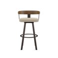 thumbnail image 2 of Amisco Lars 30 in. Swivel Bar Stool - Cream Bouclé Polyester / Light Brown Wood / Dark Brown Metal, 2 of 10