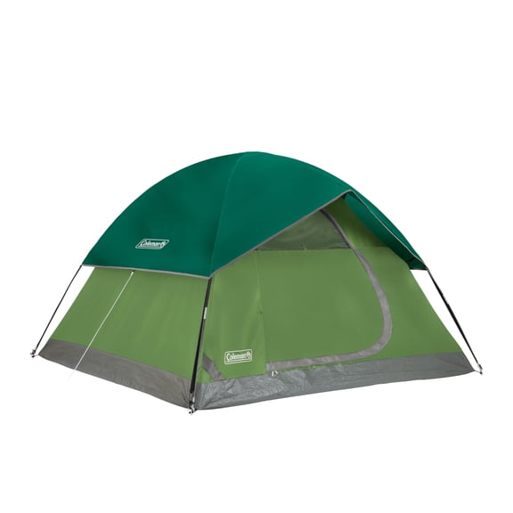 Coleman Tente de Camping Sundome avec Double-Toit, Tente pour 2/3/4/6 Personnes Qui s'Installe en 10 Min, Tente Étanche pour le Camping, les Festivals, la Cour Arrière, les Soirées Pyjama et Plus, 6 Personnes Sans PFAS Spruce Gree
