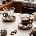 thumbnail image 1 of VVQ Dirty Australian White Coffee Cup, Exquisite Household Glass Cup with Walnut Wood Handle, 12oz Clear Borosilicate Glass Coffee Mug for Home Office Coffee Shop, Desktop Decorations Gifts, 1 of 6