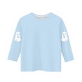 thumbnail image 4 of MKOSPLRT Chandails d'Halloween pour Enfants 3-12 Ans Garçons Filles T-Shirts Graphiques à Manches 3/4 Col Ras du Cou Coupe Ample Hauts Mignons Fantômes Citrouille T-Shirts, 4 of 4