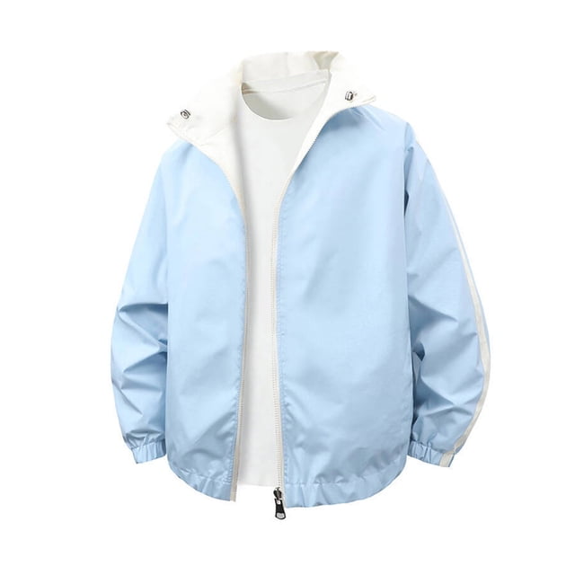 Dagegui Mens Bomber Jacket Lightweight Stand Collar Windbreaker Spring Fall Casual Jackets with Pockets Sky Blue M
