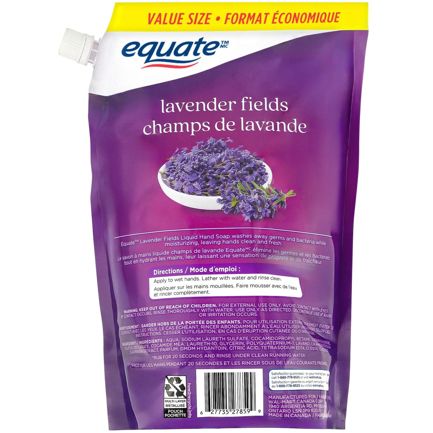 Equate champs de lavande Savon pour les mains hydratant, 2L