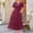 Hot Pink, variant on Daiosportswear Womens Summer Maxi Dress Short Sleeve V Neck Hollow Out Eyelet A Line Long Flowy Beach Vacation Dresses, Short-Sleeved Dress for Women Purple L(L)