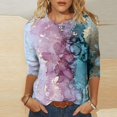 thumbnail image 1 of Chemises Mode pour Femmes T-shirt Imprimé Manches 3/4 Blouse Col Rond Hauts Décontractés Blouses et Hauts pour Femmes Chic en Liquidation, 1 of 4