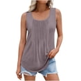 thumbnail image 1 of Plebaso Débardeurs d'Été pour Femmes Sans Manches Plissés Chemises Amples Col Rond Blouse Décontractée Unie P-5TG, 1 of 6