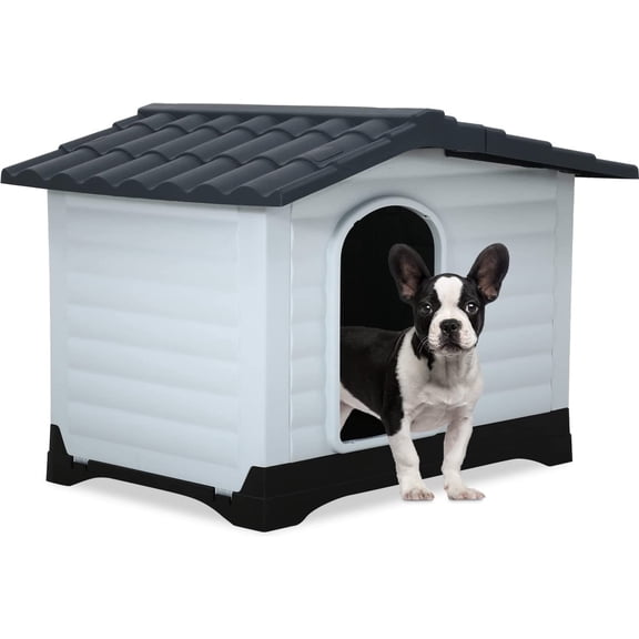 FDW Niche en Plastique pour Petits, Moyens et Grands Chiens – Usage Intérieur Extérieur, Ventilée, Plancher Surélevé, Résistante à l'Eau, Robuste