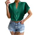 thumbnail image 1 of Birdeem Women Solid Color Tops Button V Neck T-Shirts Blouse, 1 of 8