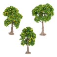 thumbnail image 2 of Bunblic 3 Pieces Mini Landscape Tree Model Trees DIY Crafts Railway Train Railroad Layout Diorama Tree Building Model Miniature Trees yellow fruit trees, 2 of 8