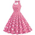 thumbnail image 1 of Pompotops Mode Été Femmes Rétro Vague Dos Nu Sans Manches Ceinture Aguichant Robe Mini, 1 of 4