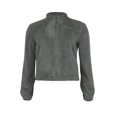 thumbnail image 4 of Femmes Sherpa Veste Revers Manches Longues Récolte Molletonné Zip Vestes Manteau Hiver Chaud Solide Pelucheux Outwear, 4 of 5
