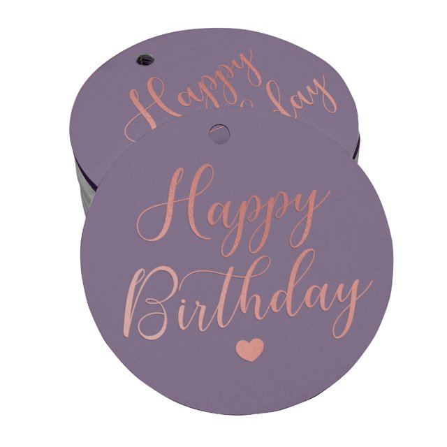 Inkdotpot Real Rose Gold Foil Happy Birthday Tag Favor Hang Paper Tag 100 Piece