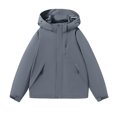 thumbnail image 1 of WRKEKC Men's Heavy-Duty Waterproof Workwear Raincoat Hooded Jacket with Multiple Utility Pockets for All-Weather Outdoor Construction and High-Visibility Work Commute Gray XL, 1 of 2