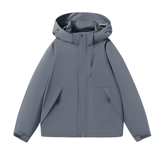 WRKEKC Men's Heavy-Duty Waterproof Workwear Raincoat Hooded Jacket with Multiple Utility Pockets for All-Weather Outdoor Construction and High-Visibility Work Commute Gray XL