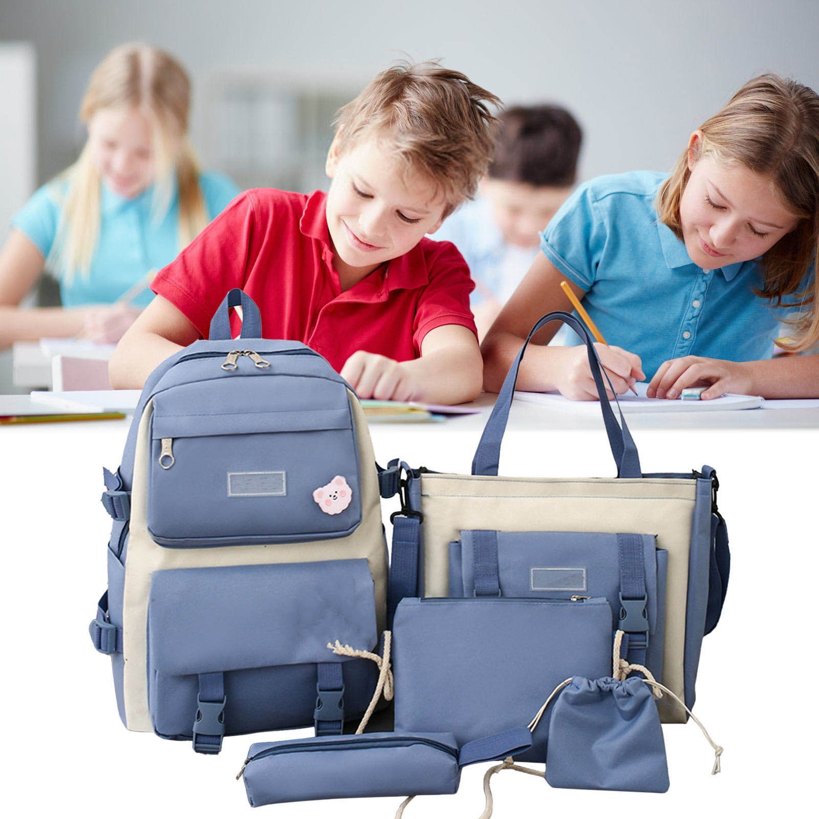 Dvkptbk school backpack School Backpack Set Large Capacity Messenger Bag Beam Bag Pencil Case School Bag Handbag