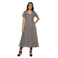 thumbnail image 1 of Moomaya Longues Robes Tuniques en Coton Imprimé à Manches Courtes avec Fente avant pour Femmes, 1 of 6
