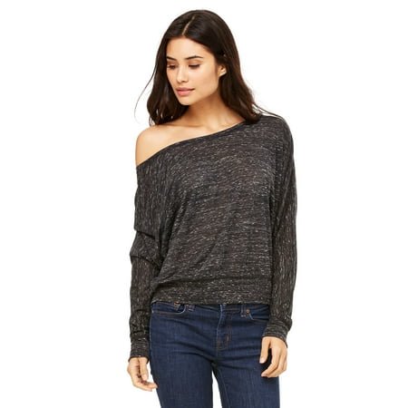 Bella + Canvas Ladies' Flowy Long-Sleeve Off Shoulder T-Shirt